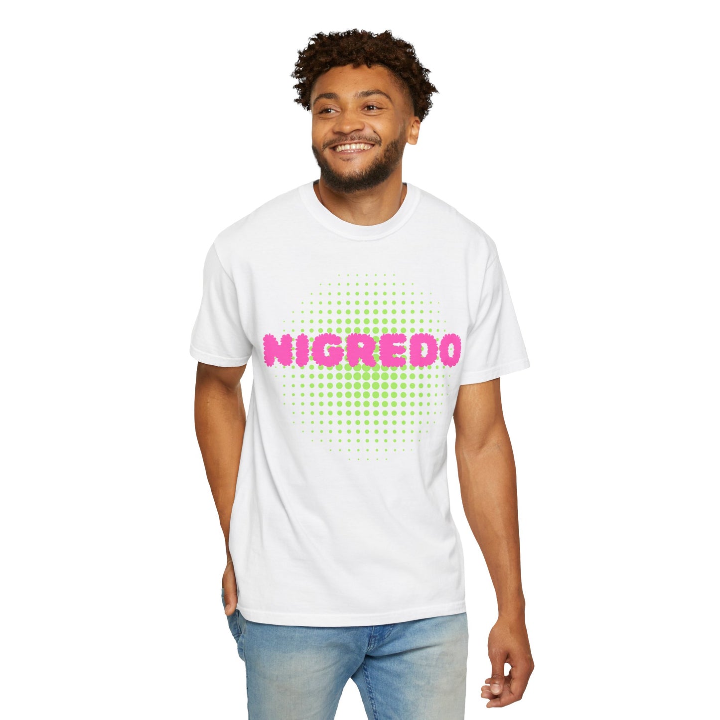 Vibrant Garment-Dyed T-shirt with 'Nigredo' Design - Unisex Casual Tee