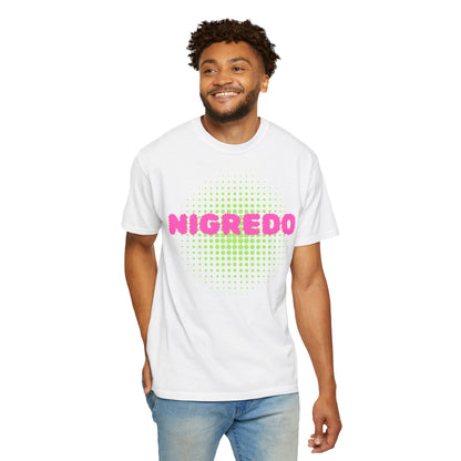 Vibrant Garment-Dyed T-shirt with 'Nigredo' Design - Unisex Casual Tee