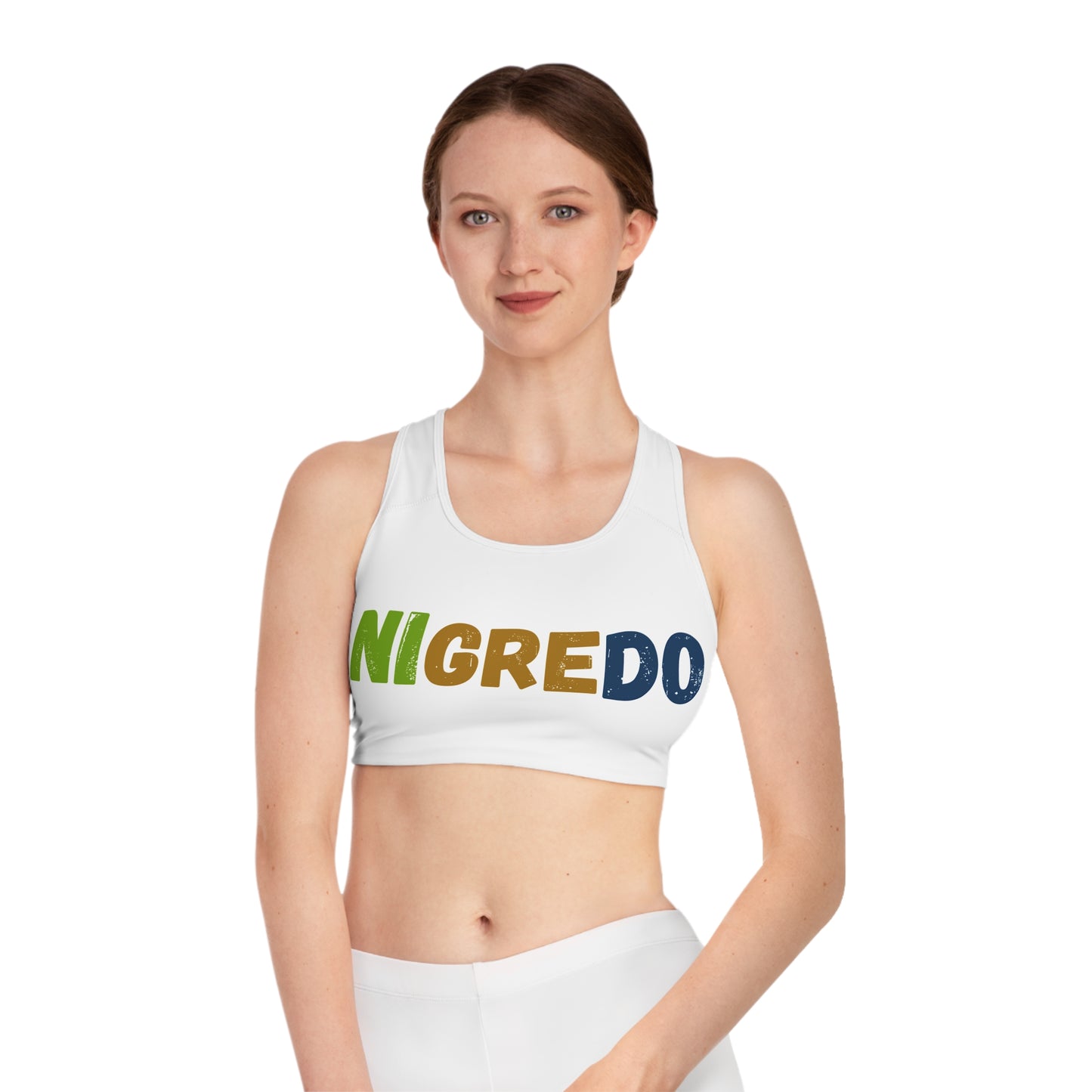 AOP Sports Bra with 'Nigredo' Design for Active Lifestyle
